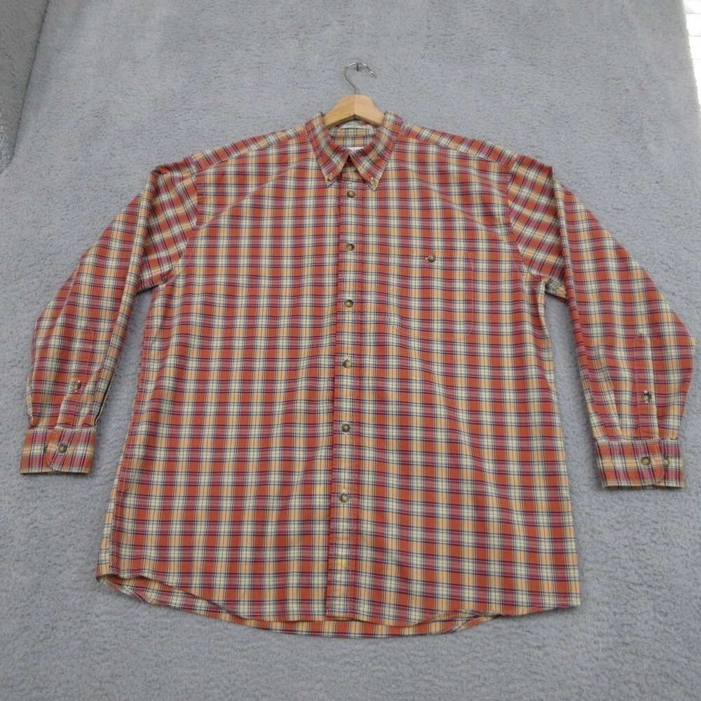 Orvis Shirt Men XL Tan Plaid Cotton Button Down Pocket Gorpcore Outdoor Campcore